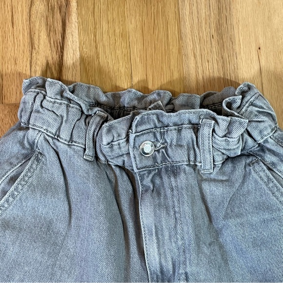Zara Baggy Fit Paper Bag Carrot Leg Ankle Jeans Gathered Waist Gray Womens Sz 2 - Picture 2 of 10